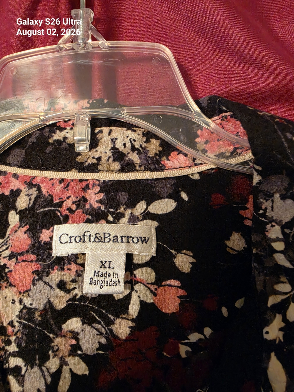 Croft & Barrow Black Floral Blouse with Pink & Cream Accents - Picture 2 of 5